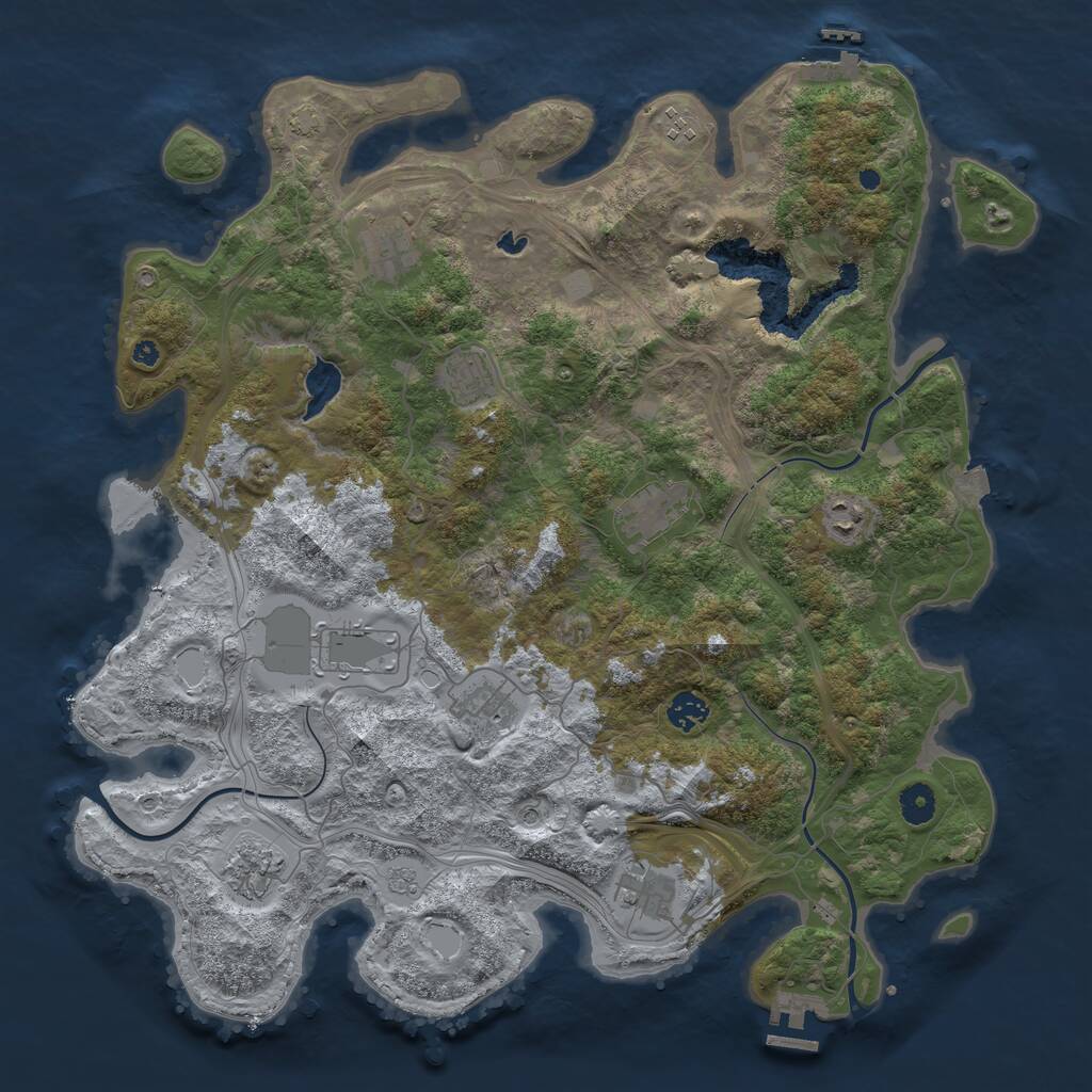Rust Map: Procedural Map, Size: 4250, Seed: 604694559, 16 Monuments