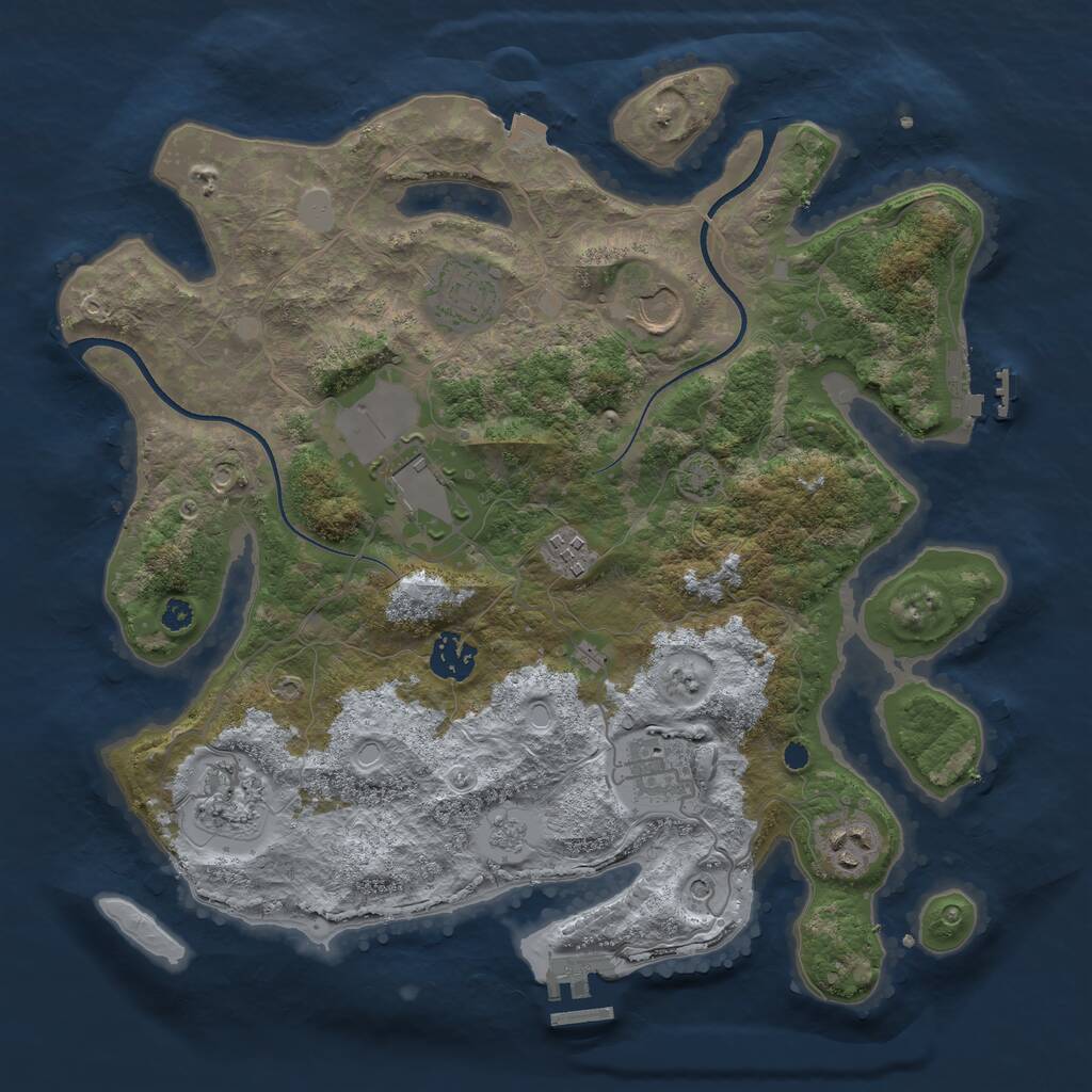 Rust Map: Procedural Map, Size: 3500, Seed: 1065104502, 14 Monuments