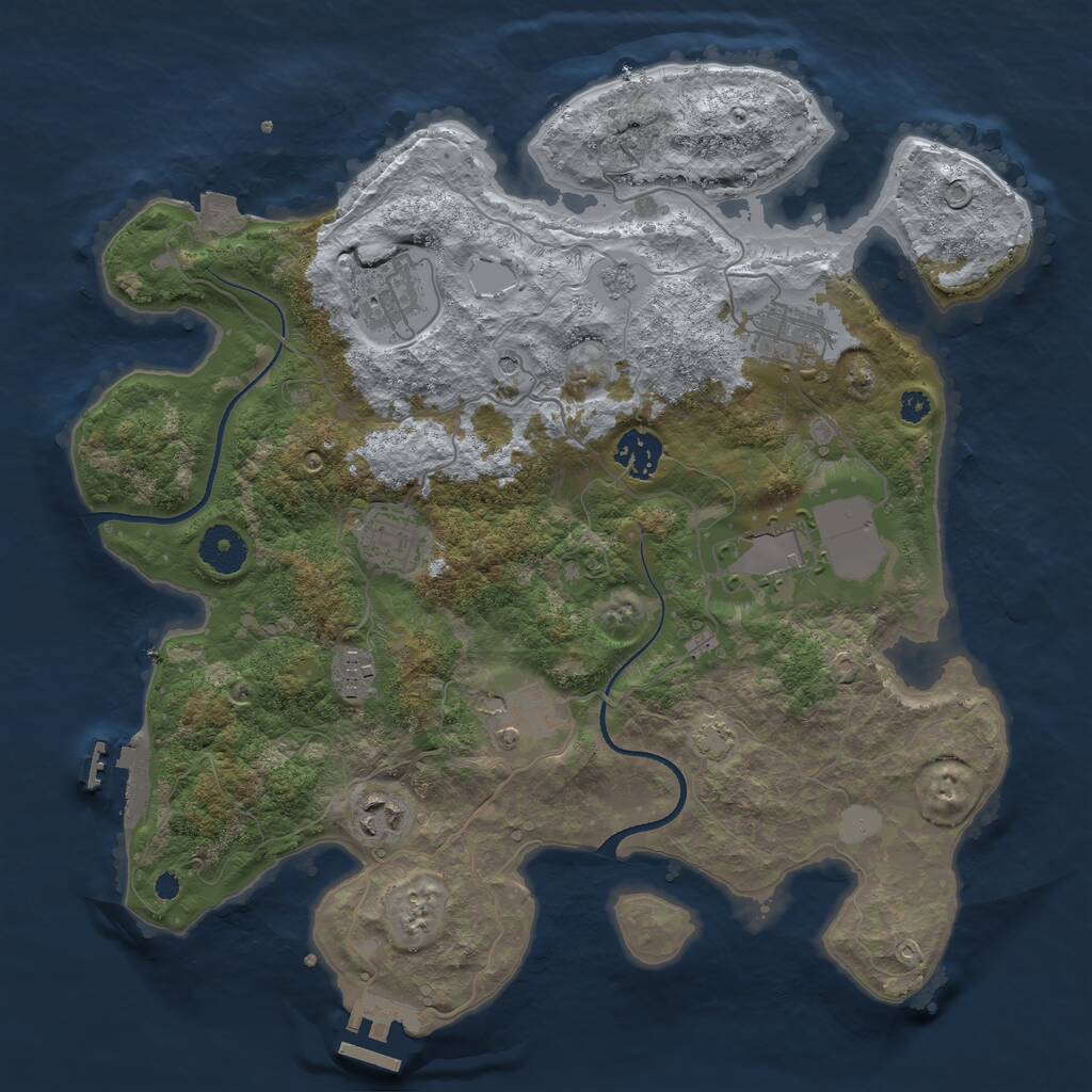 Rust Map: Procedural Map, Size: 3500, Seed: 497030970, 14 Monuments
