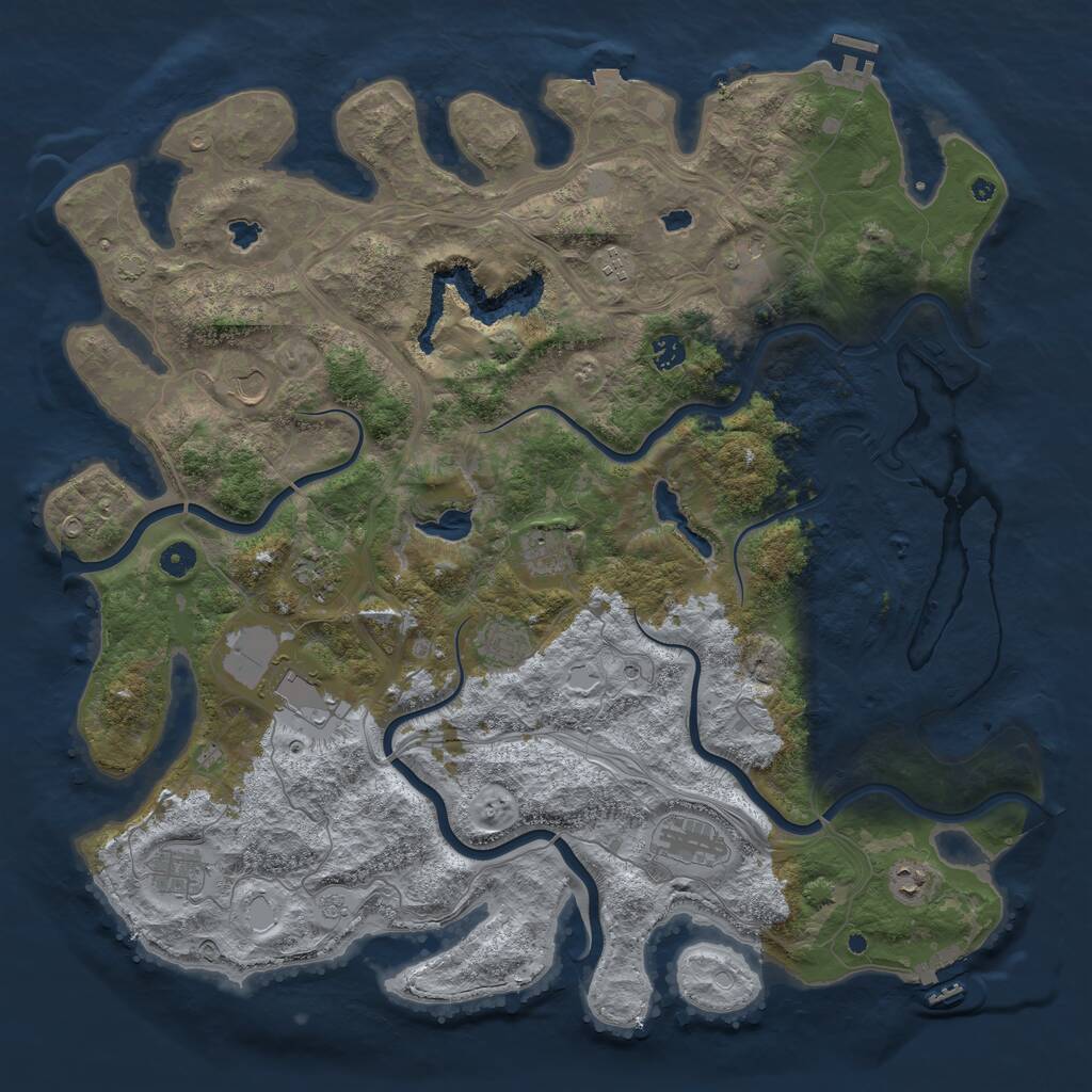 Rust Map: Procedural Map, Size: 4750, Seed: 1065104502, 17 Monuments