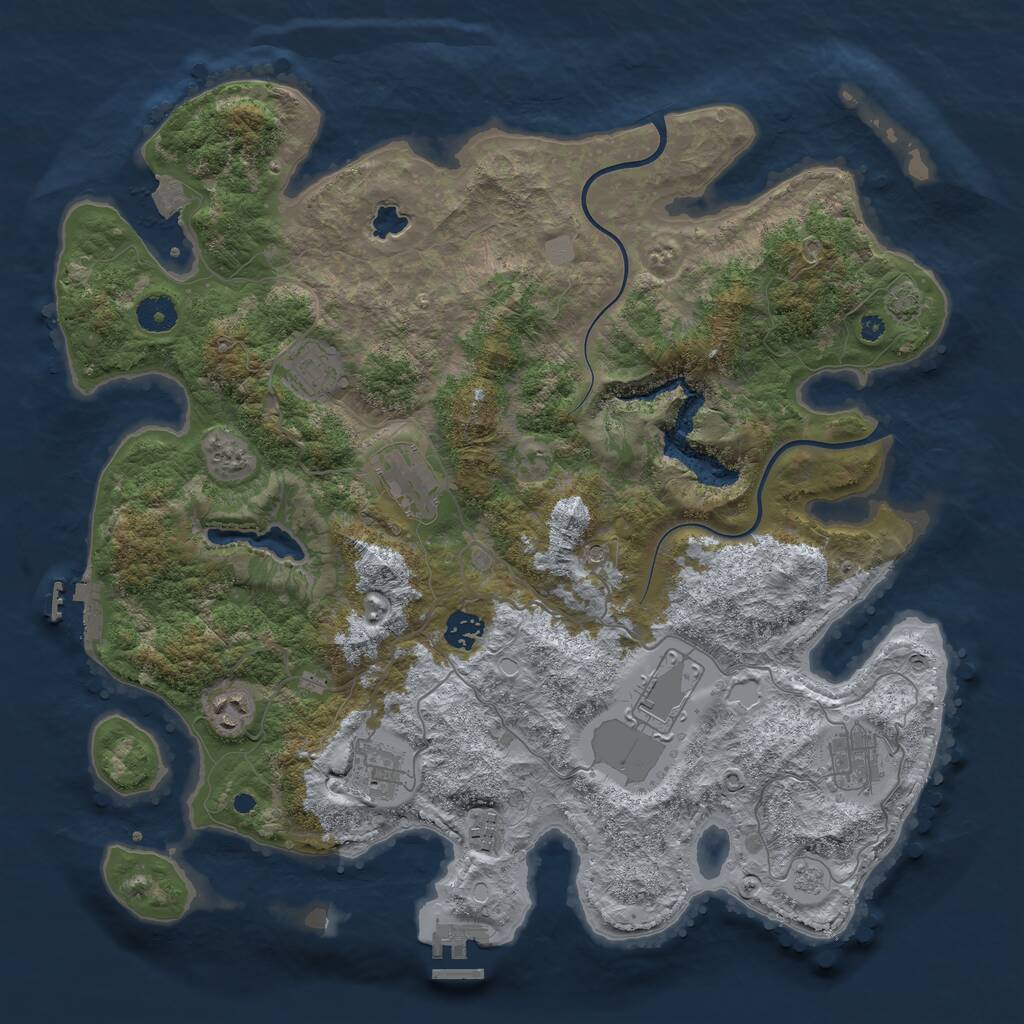 Rust Map: Procedural Map, Size: 4000, Seed: 826392069, 14 Monuments