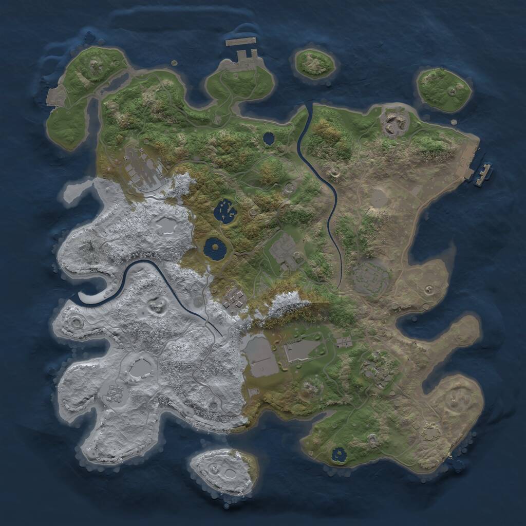 Rust Map: Procedural Map, Size: 3500, Seed: 695382727, 14 Monuments