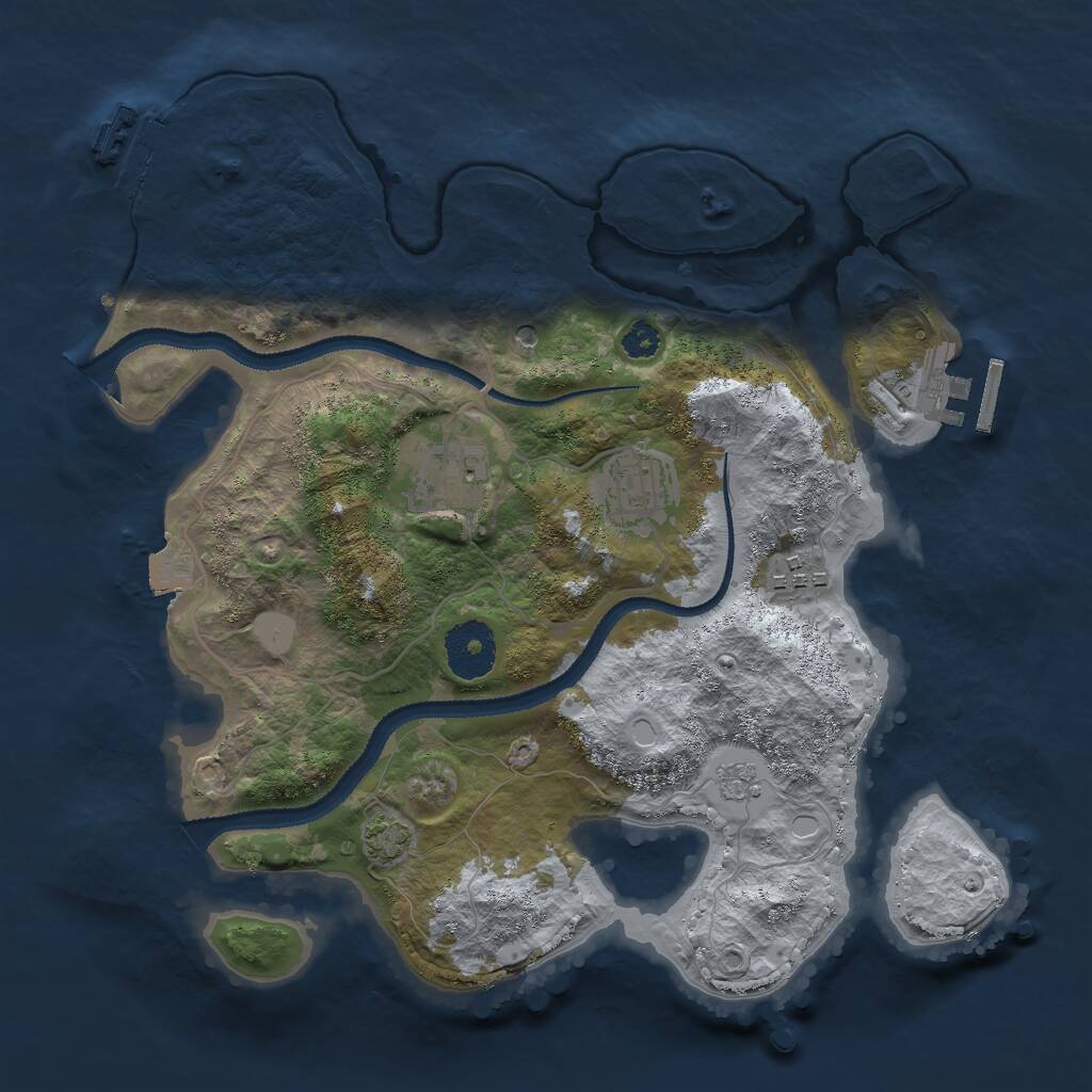Rust Map: Procedural Map, Size: 3000, Seed: 1445290222, 9 Monuments