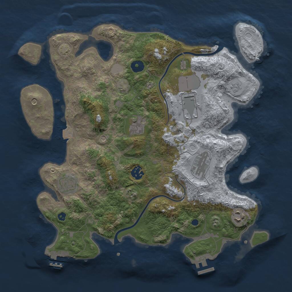 Rust Map: Procedural Map, Size: 3500, Seed: 55486347, 12 Monuments