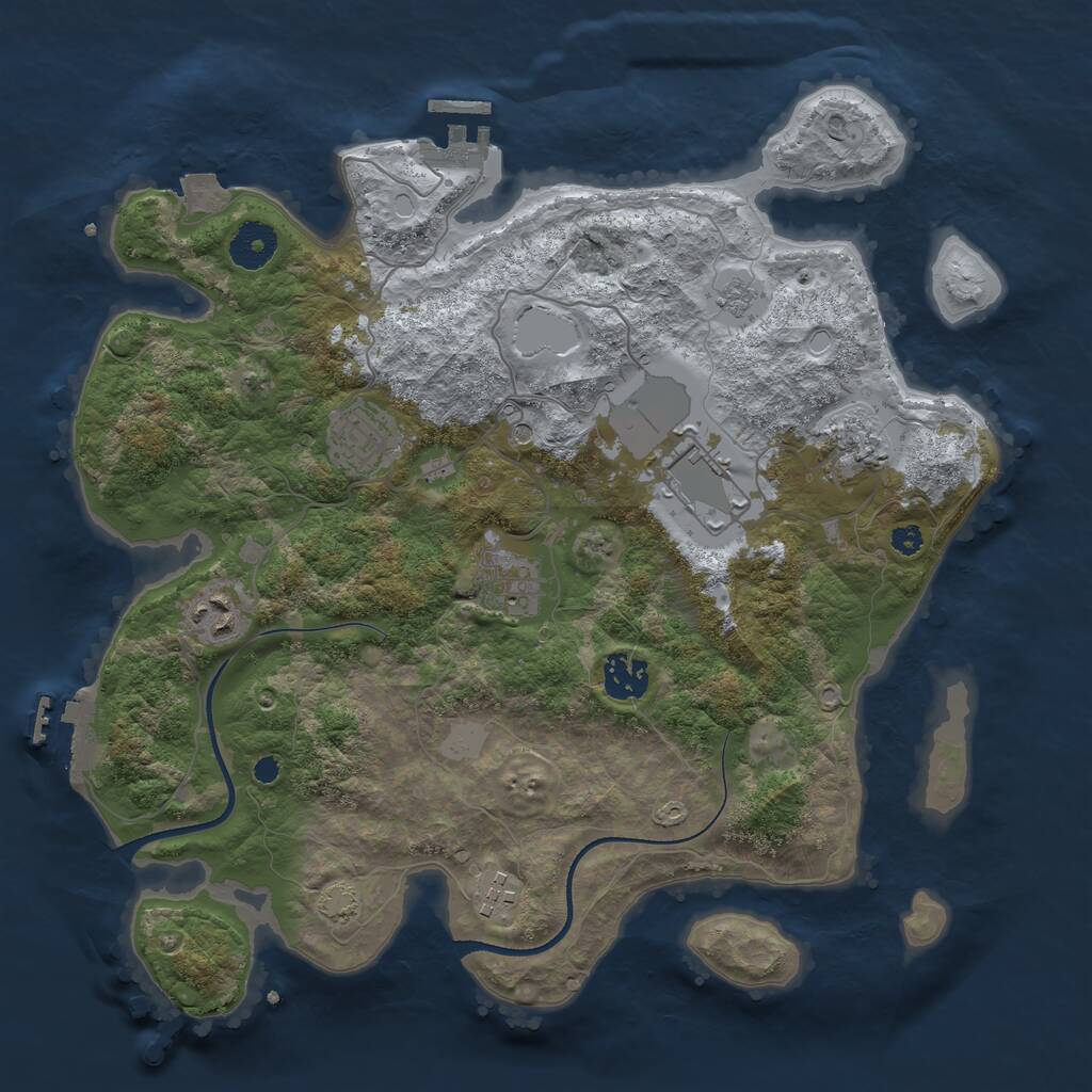 Rust Map: Procedural Map, Size: 3500, Seed: 775333109, 13 Monuments