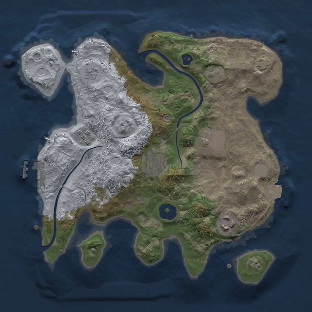 Rust Map: Procedural Map, Size: 2748, Seed: 1561991004, 8 Monuments