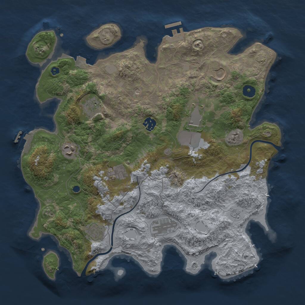 Rust Map: Procedural Map, Size: 3650, Seed: 1576886230, 14 Monuments