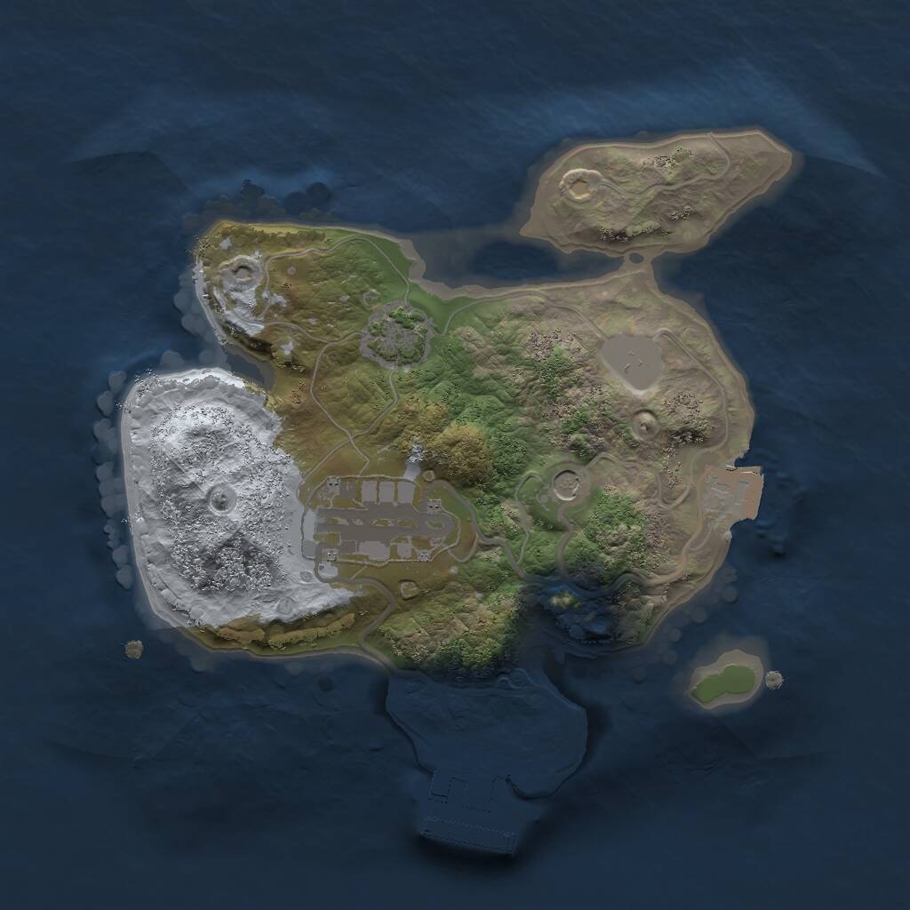 Rust Map: Procedural Map, Size: 2000, Seed: 39398, 5 Monuments