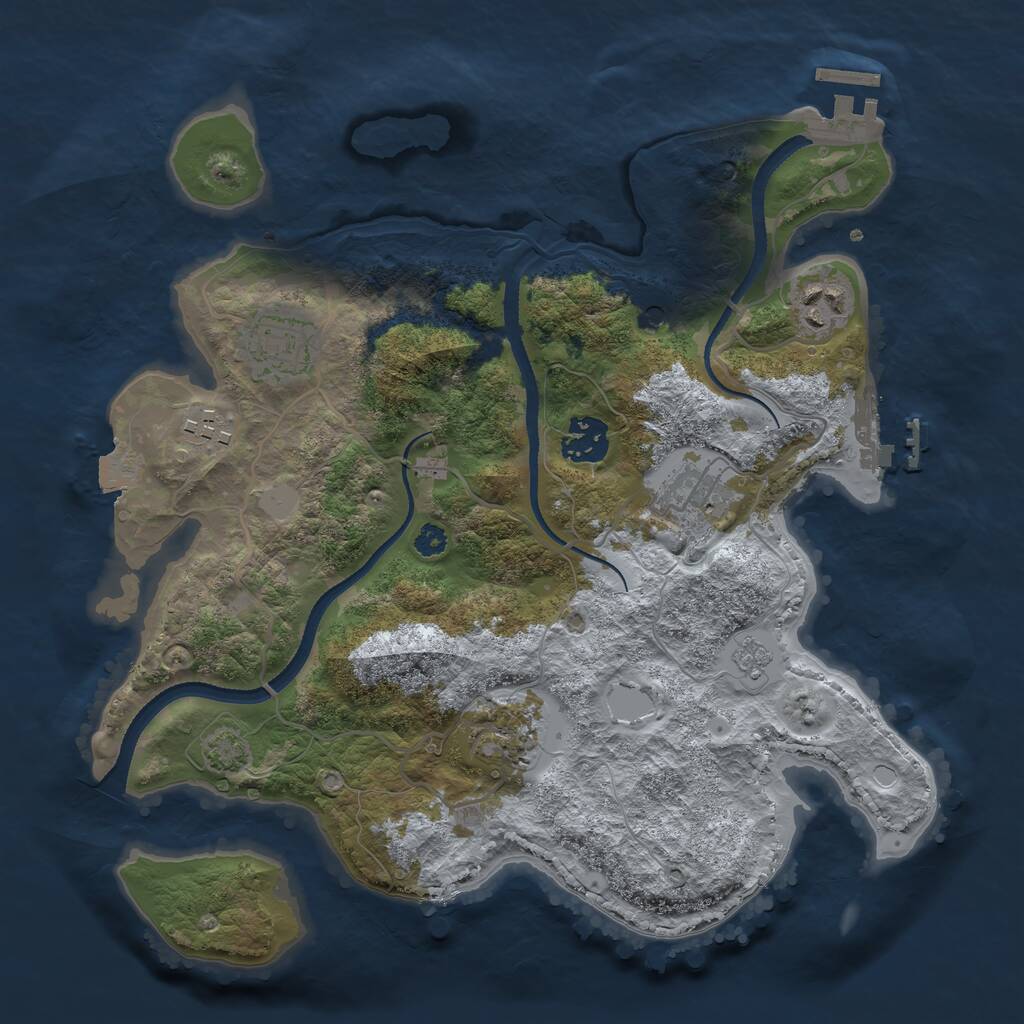 Rust Map: Procedural Map, Size: 3200, Seed: 852582201, 12 Monuments