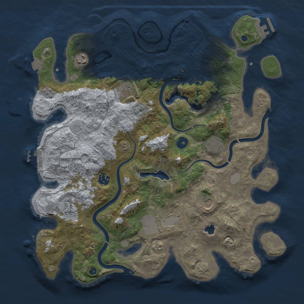 Rust Map: Procedural Map, Size: 4000, Seed: 457805442, 14 Monuments