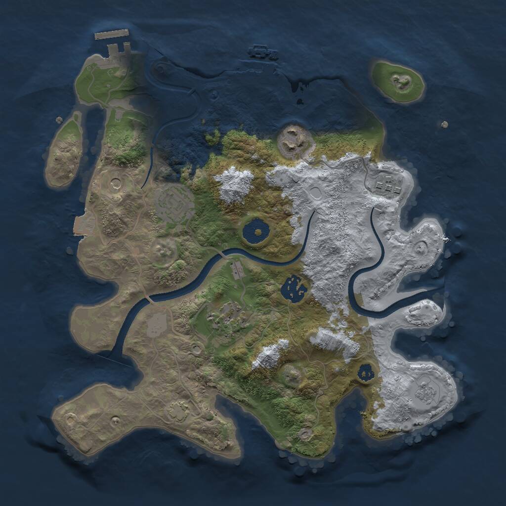 Rust Map: Procedural Map, Size: 3000, Seed: 215341, 11 Monuments