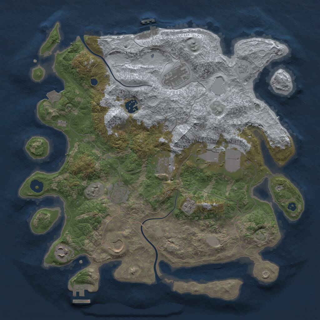 Rust Map: Procedural Map, Size: 3700, Seed: 104511825, 14 Monuments