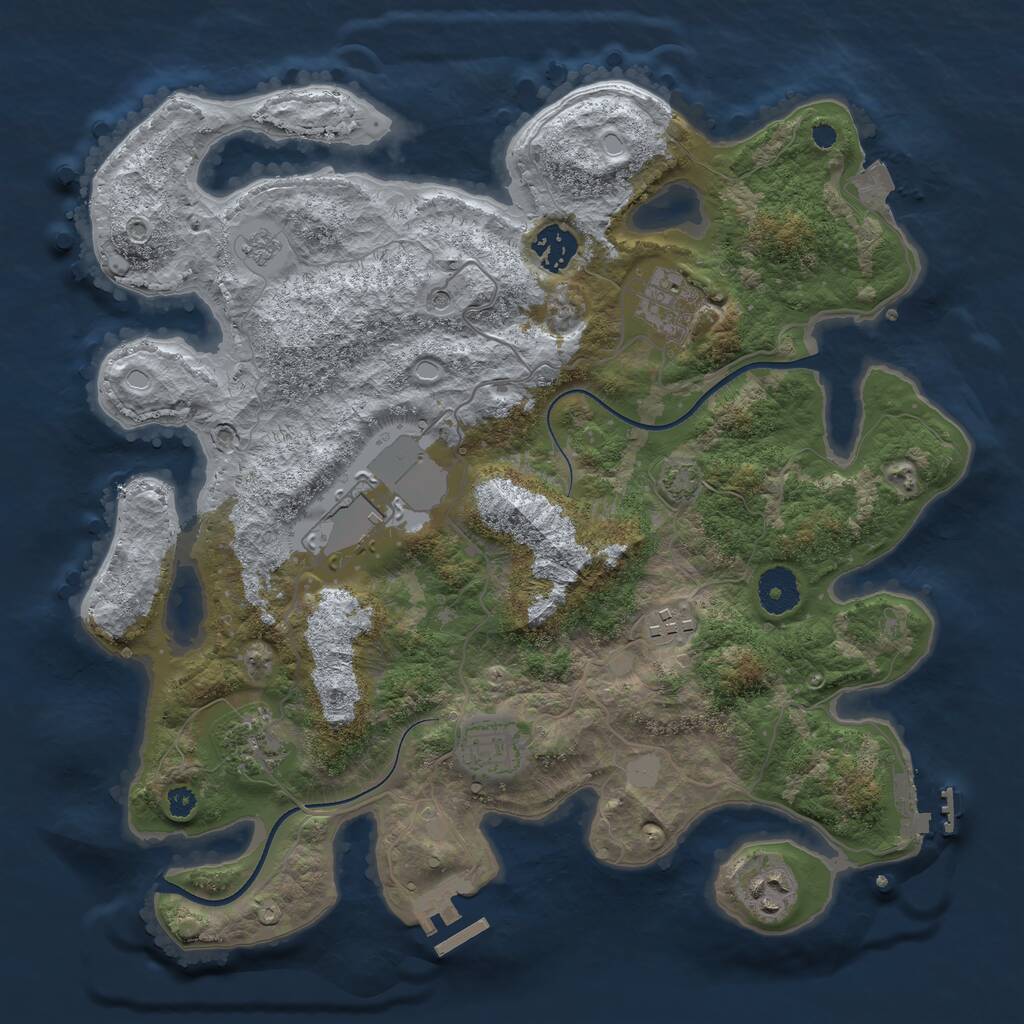 Rust Map: Procedural Map, Size: 3500, Seed: 41972, 13 Monuments