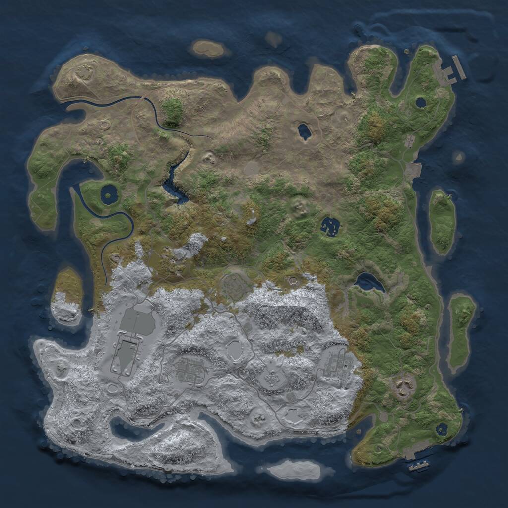 Rust Map: Procedural Map, Size: 4000, Seed: 65897, 13 Monuments