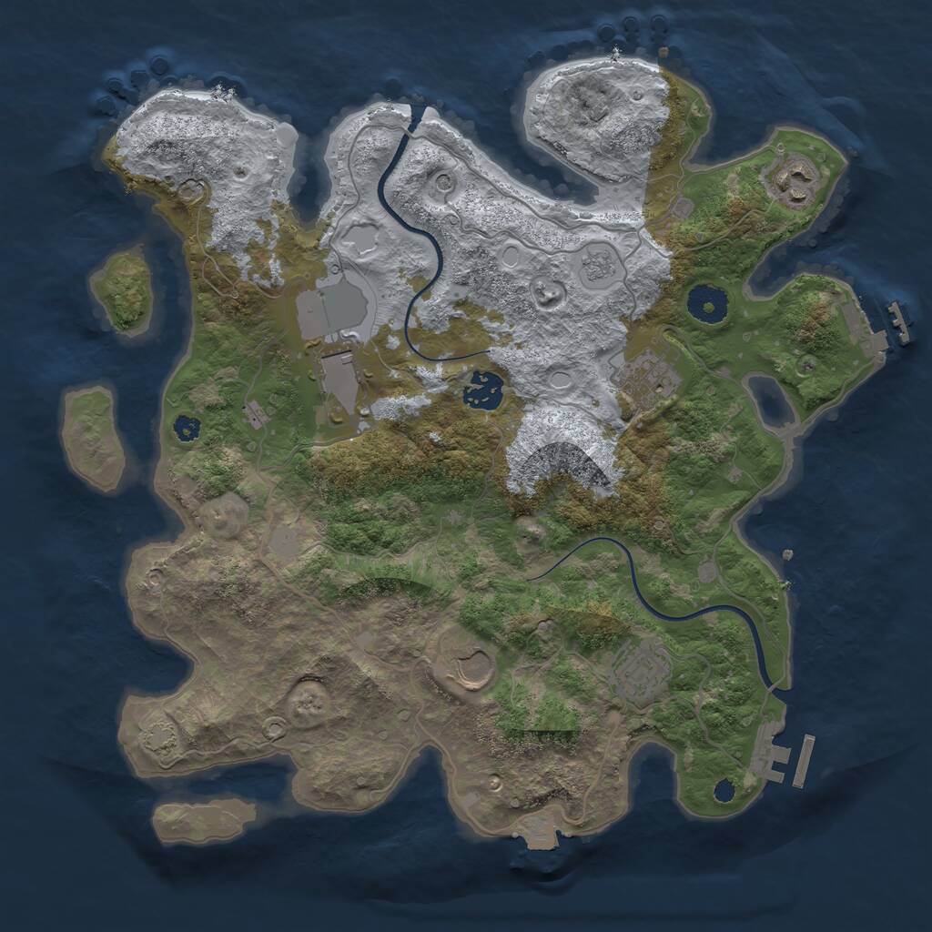 Rust Map: Procedural Map, Size: 3500, Seed: 7819630, 12 Monuments