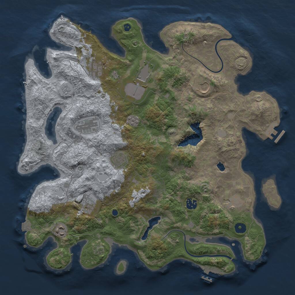 Rust Map: Procedural Map, Size: 4000, Seed: 1684868, 16 Monuments