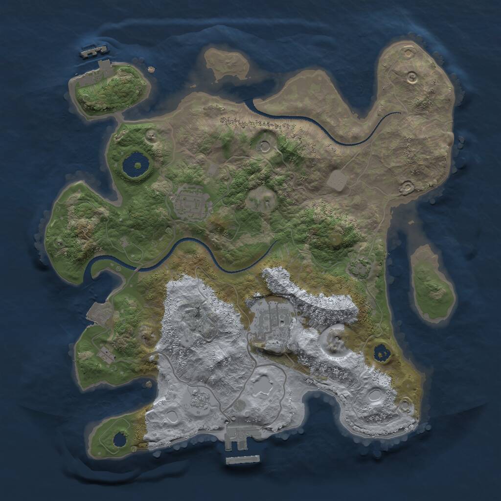 Rust Map: Procedural Map, Size: 3000, Seed: 3401, 8 Monuments