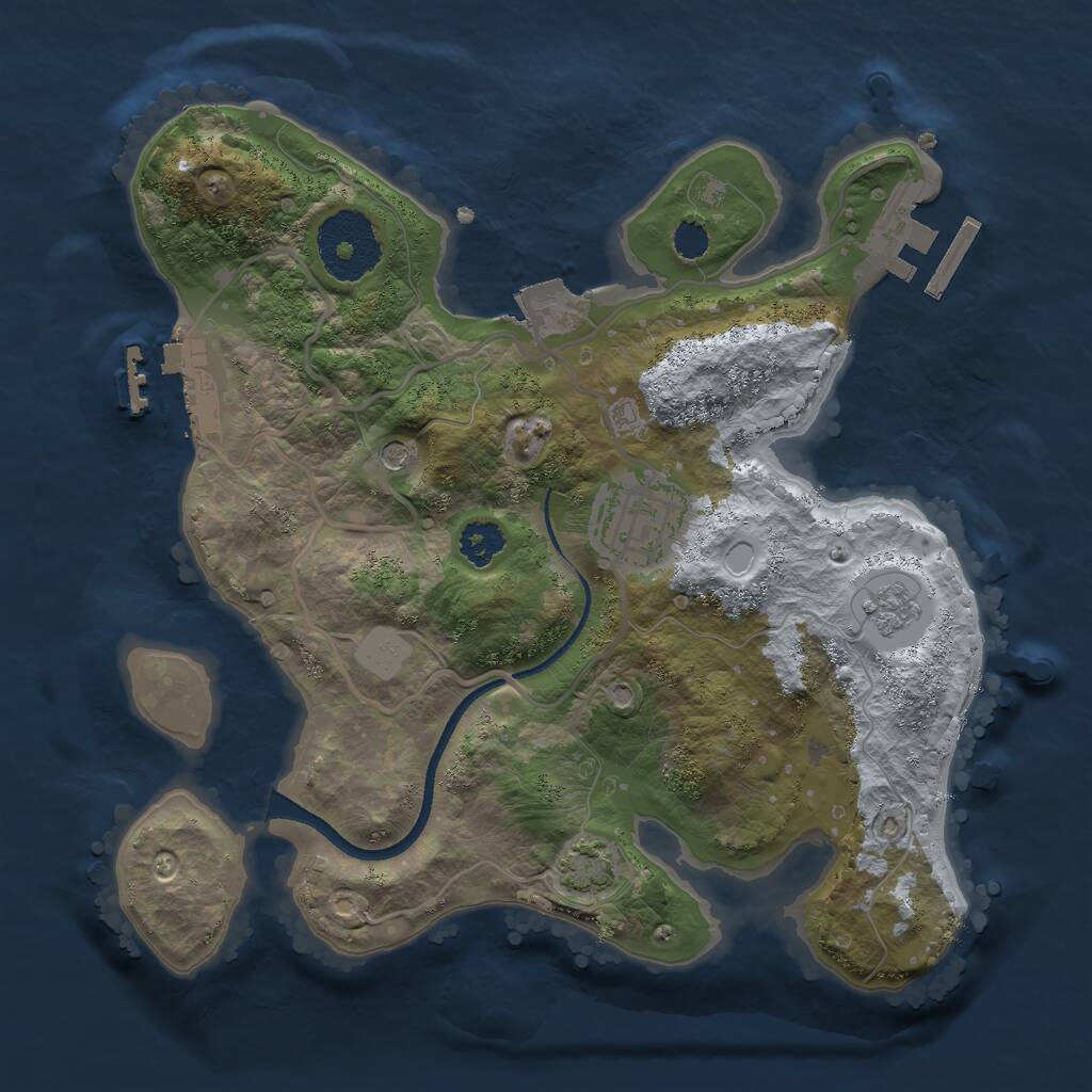Rust Map: Procedural Map, Size: 2500, Seed: 328564061, 7 Monuments