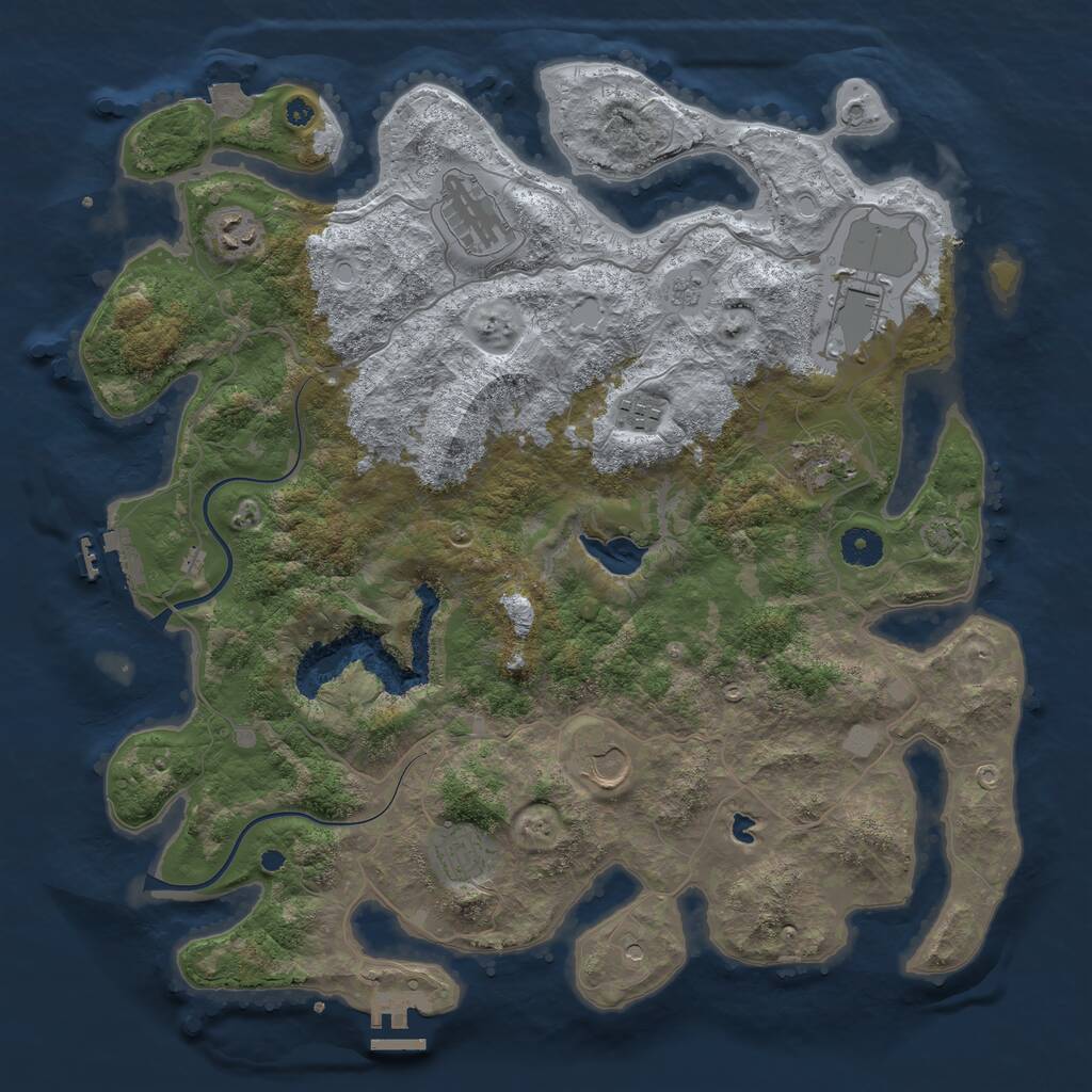 Rust Map: Procedural Map, Size: 4000, Seed: 2083273287, 13 Monuments