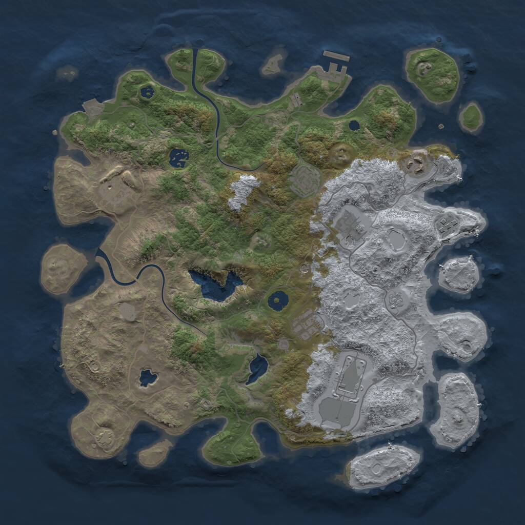 Rust Map: Procedural Map, Size: 4000, Seed: 1892324773, 13 Monuments
