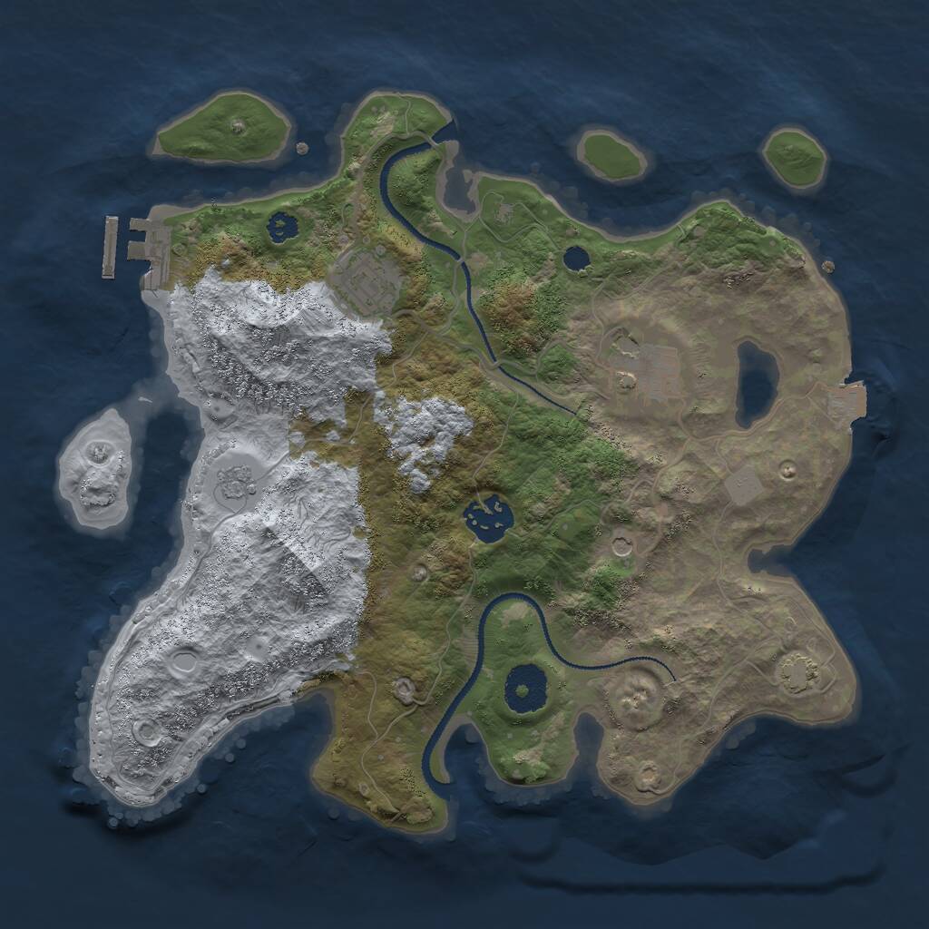Rust Map: Procedural Map, Size: 3000, Seed: 1773007381, 8 Monuments