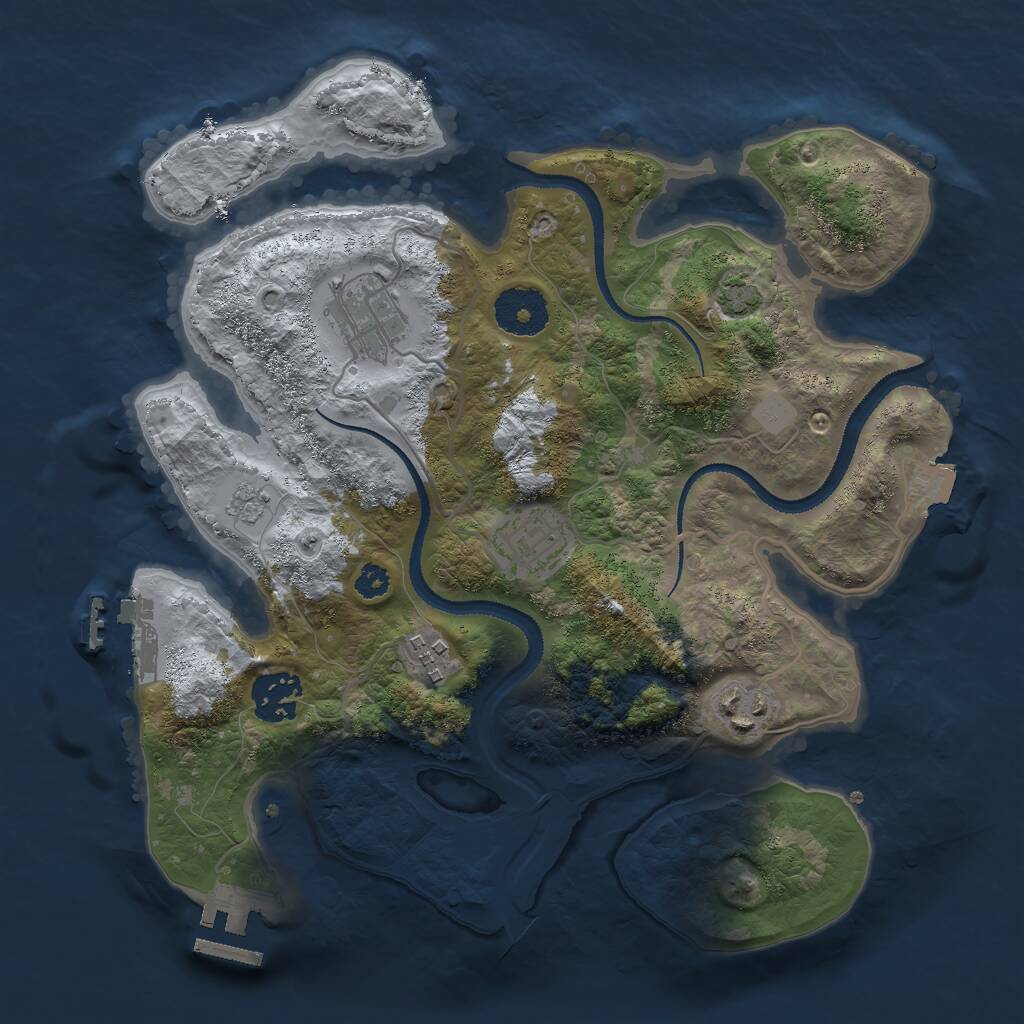 Rust Map: Procedural Map, Size: 3000, Seed: 66875, 10 Monuments