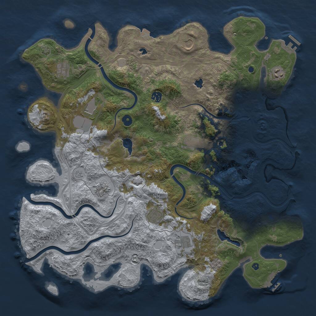 Rust Map: Procedural Map, Size: 4500, Seed: 1352708321, 16 Monuments