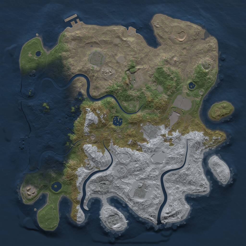 Rust Map: Procedural Map, Size: 3700, Seed: 2023, 15 Monuments