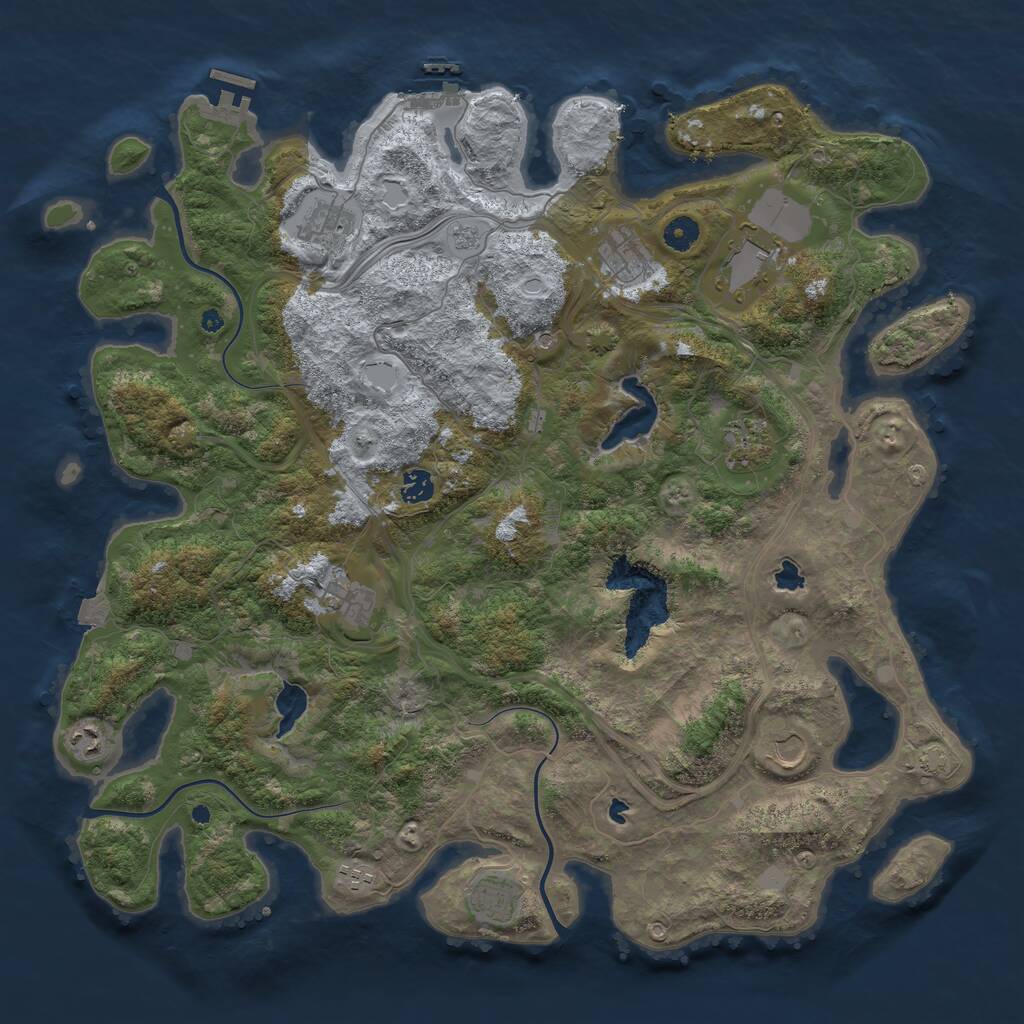 Rust Map: Procedural Map, Size: 4500, Seed: 2124261232, 16 Monuments