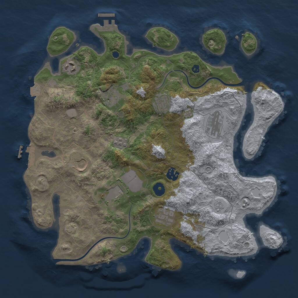 Rust Map: Procedural Map, Size: 3600, Seed: 49720773, 15 Monuments