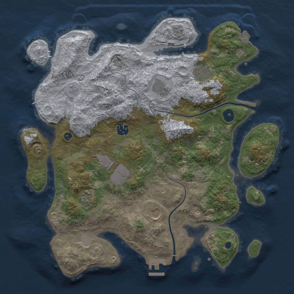 Rust Map: Procedural Map, Size: 3750, Seed: 2085, 12 Monuments