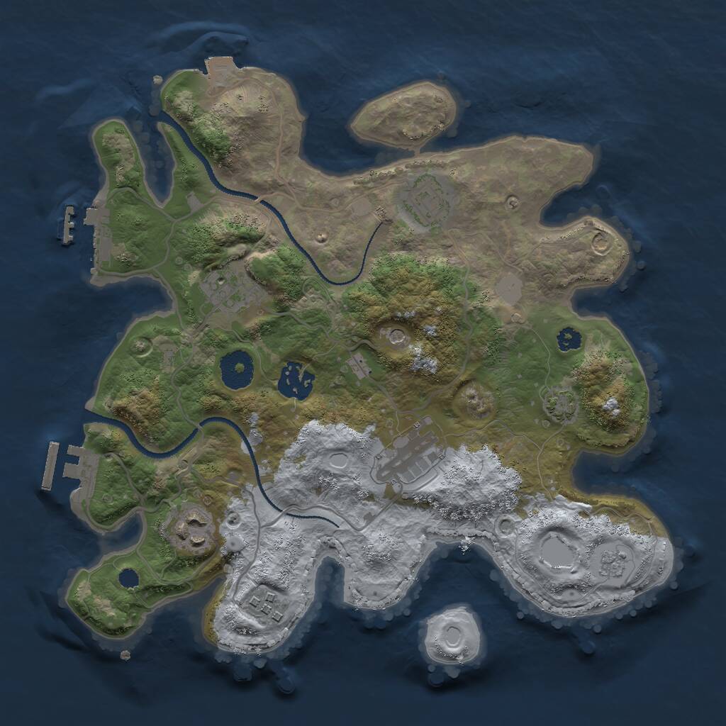 Rust Map: Procedural Map, Size: 3000, Seed: 8939, 12 Monuments
