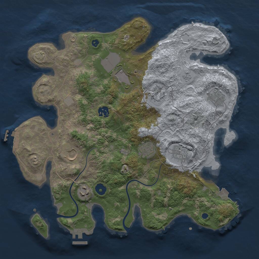 Rust Map: Procedural Map, Size: 3500, Seed: 123773320, 13 Monuments