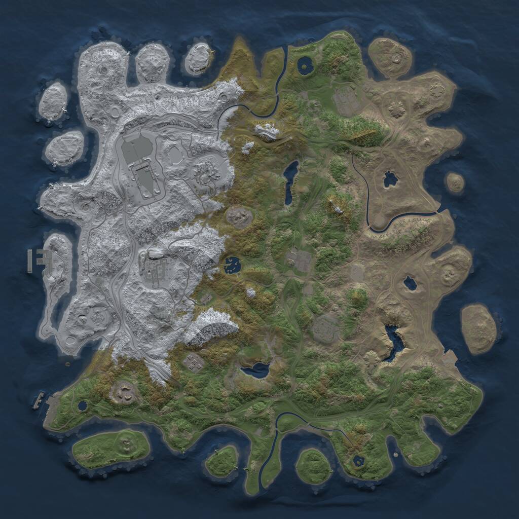 Rust Map: Procedural Map, Size: 4500, Seed: 1027176354, 15 Monuments