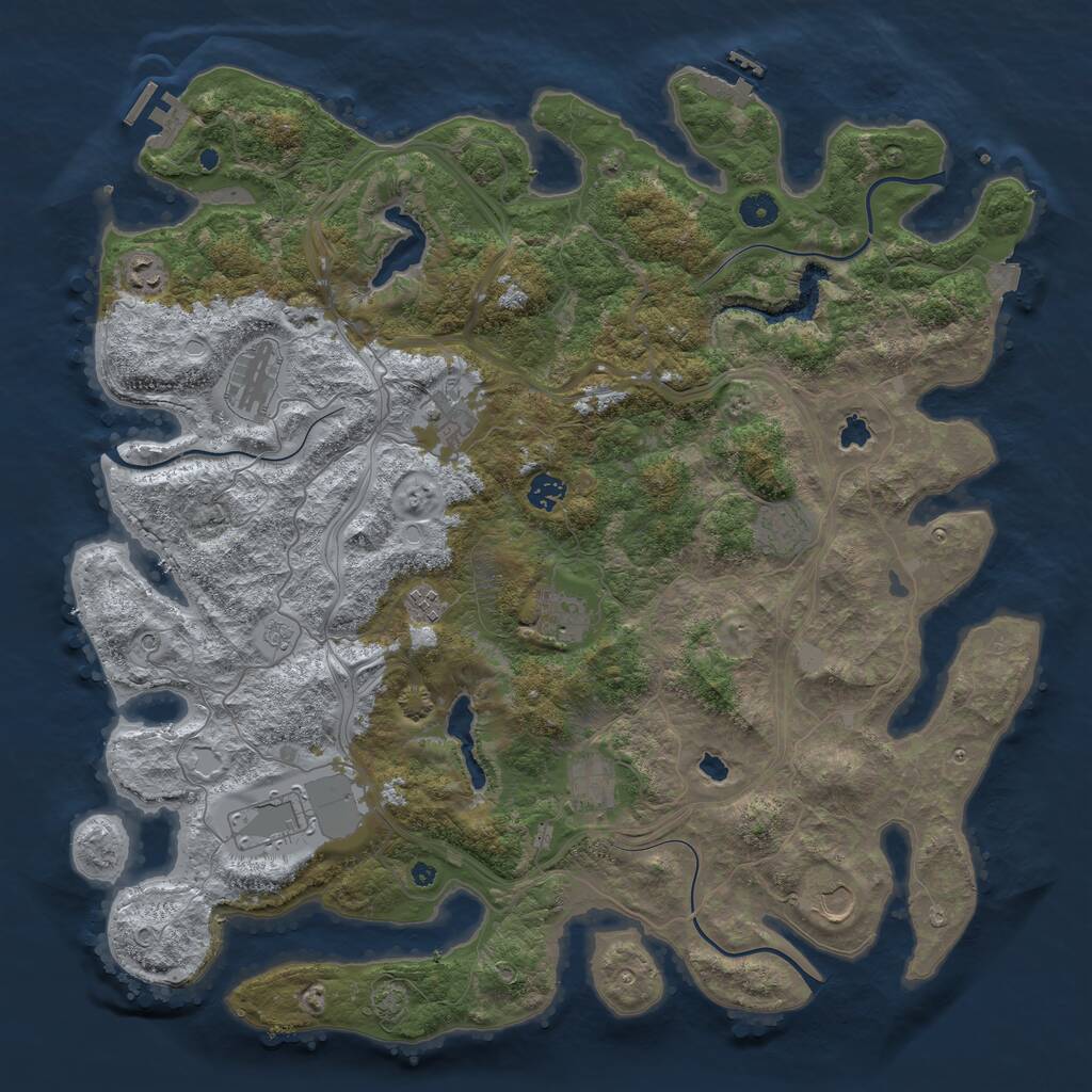 Rust Map: Procedural Map, Size: 4500, Seed: 887125762, 16 Monuments