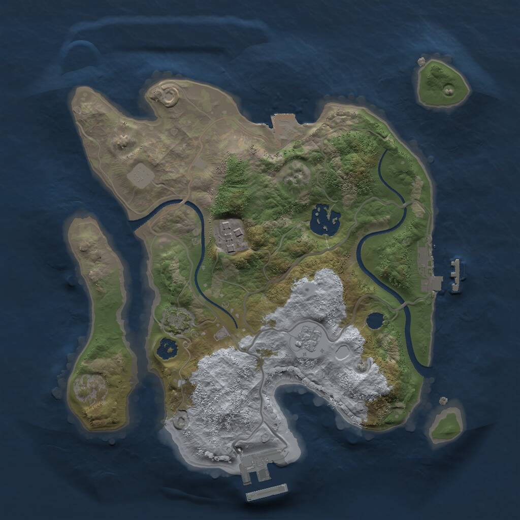 Rust Map: Procedural Map, Size: 2500, Seed: 114514, 7 Monuments