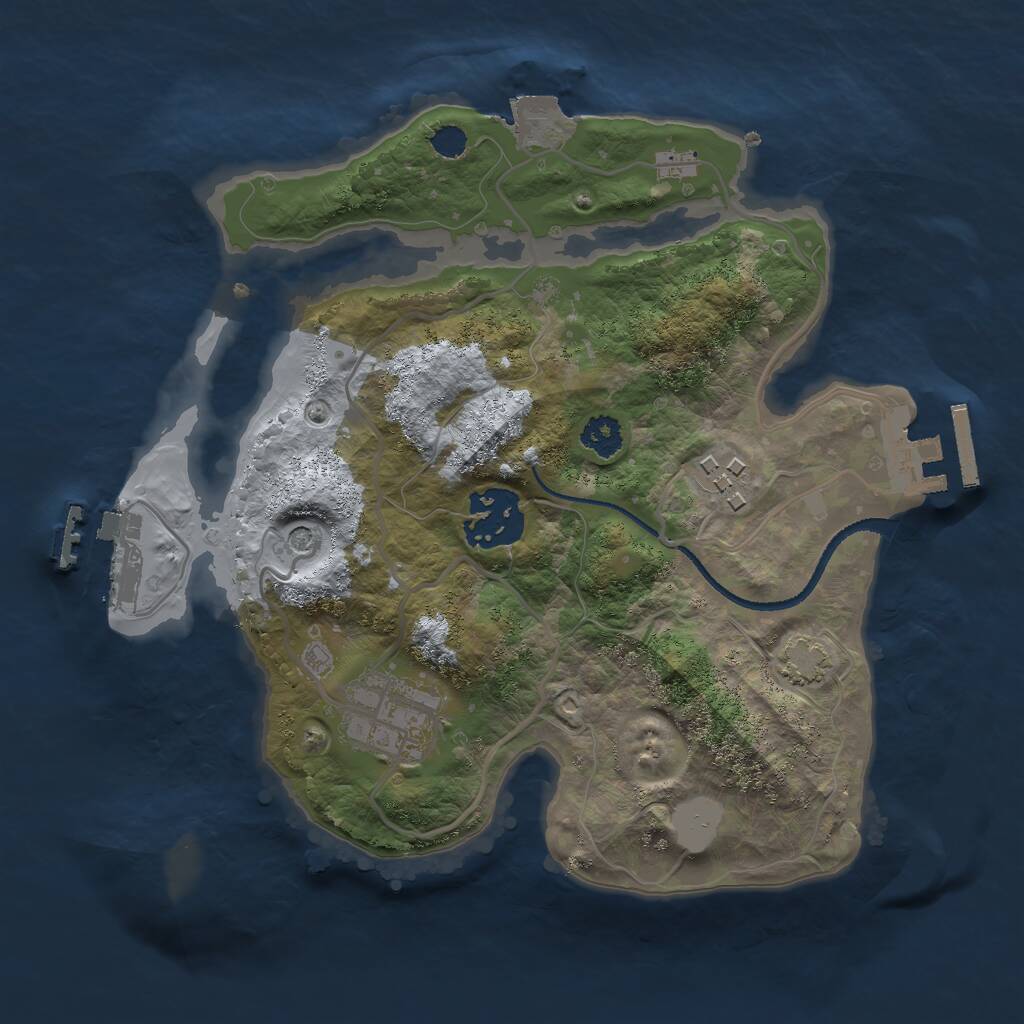 Rust Map: Procedural Map, Size: 2500, Seed: 1273119642, 8 Monuments