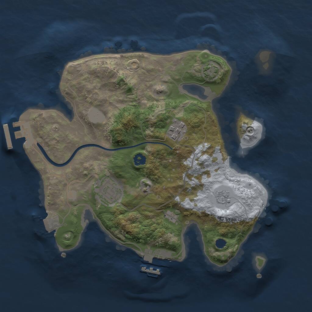 Rust Map: Procedural Map, Size: 2500, Seed: 1678322760, 7 Monuments