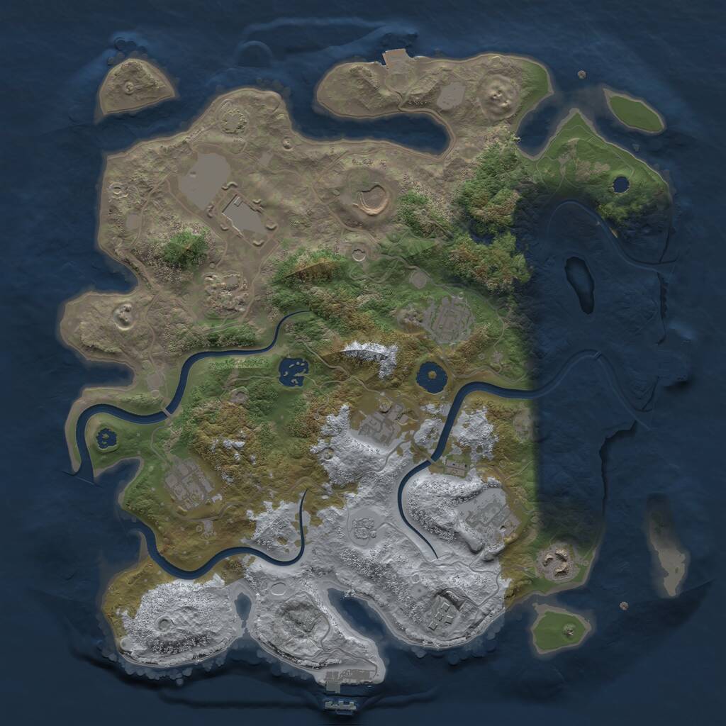 Rust Map: Procedural Map, Size: 3600, Seed: 1161996102, 16 Monuments