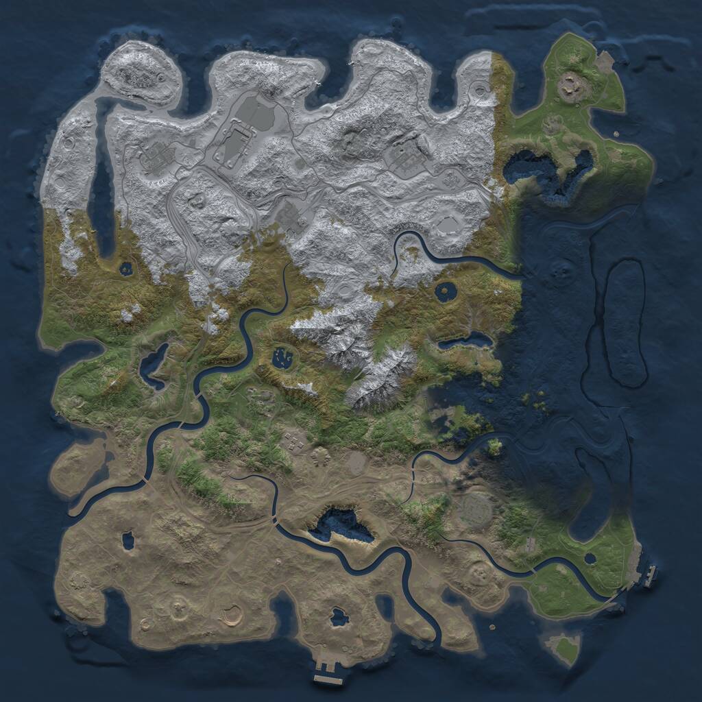 Rust Map: Procedural Map, Size: 5000, Seed: 1765090701, 17 Monuments
