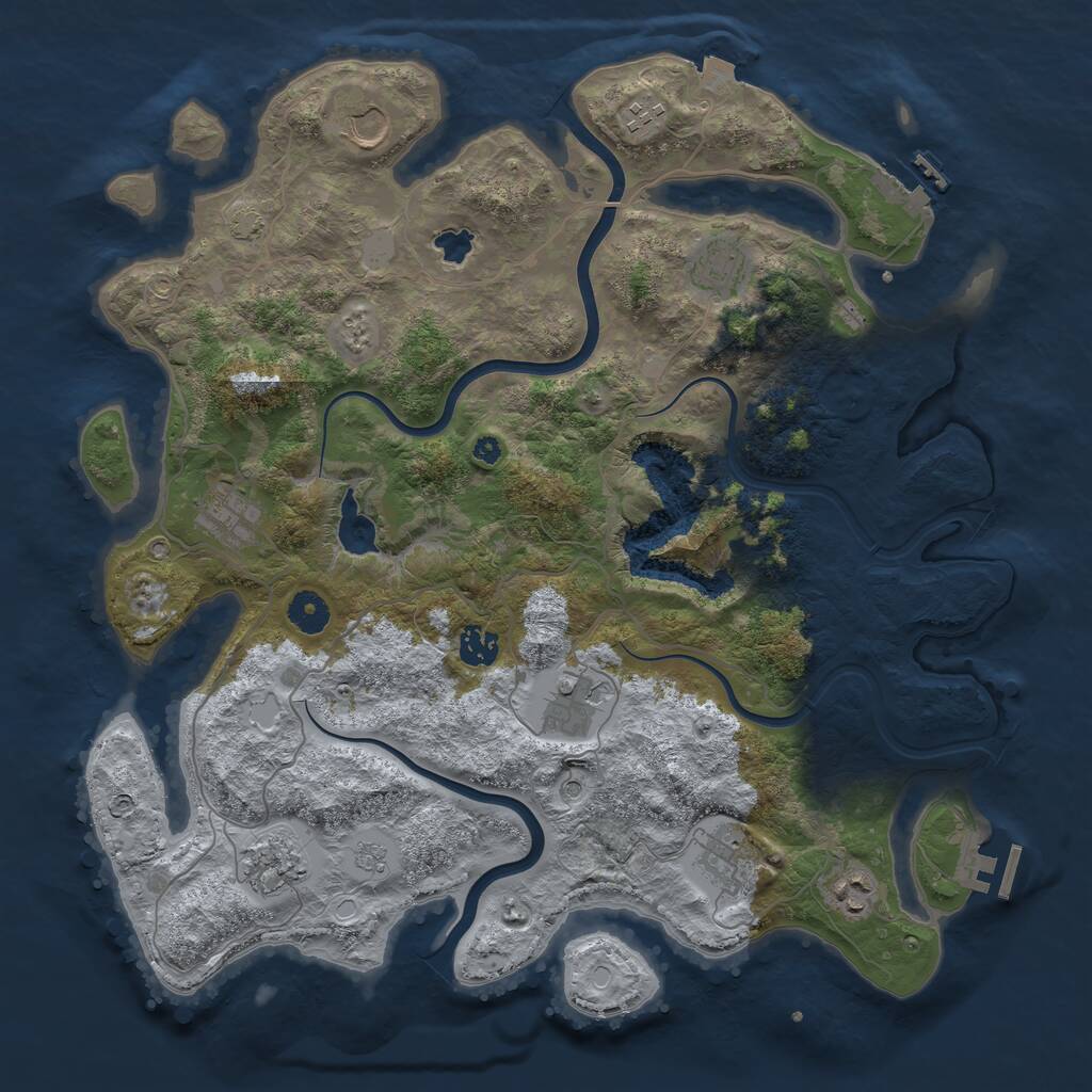 Rust Map: Procedural Map, Size: 4000, Seed: 1842987286, 15 Monuments