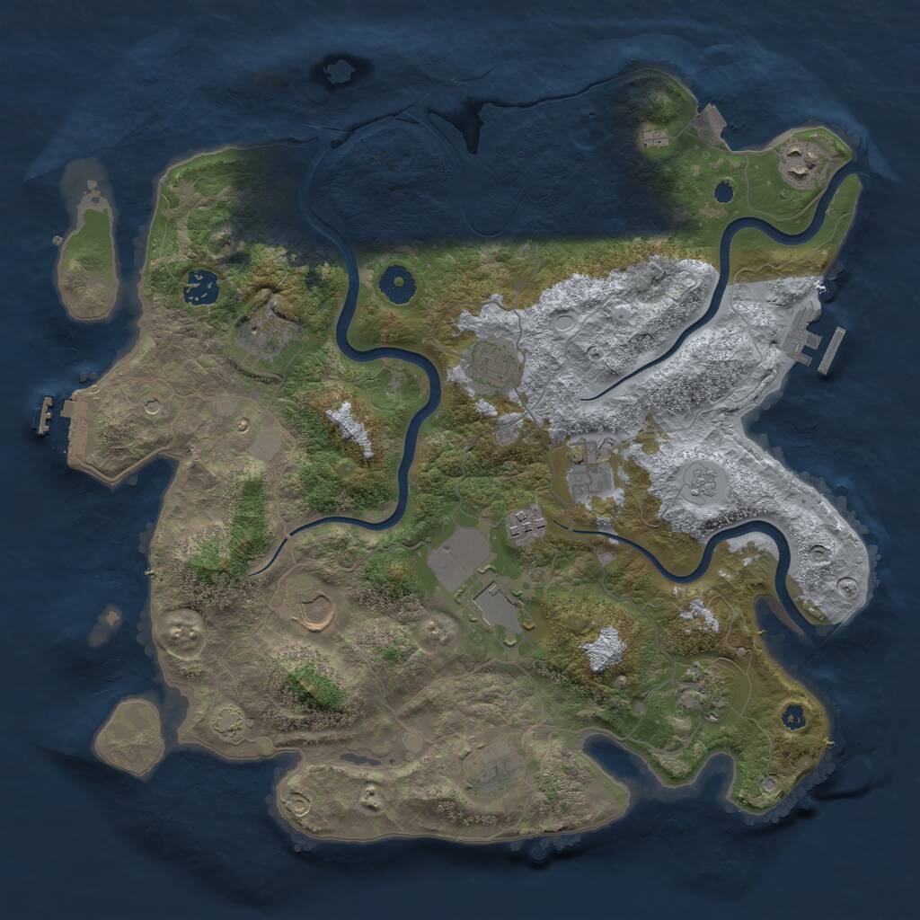 Rust Map: Procedural Map, Size: 3800, Seed: 1705541211, 16 Monuments
