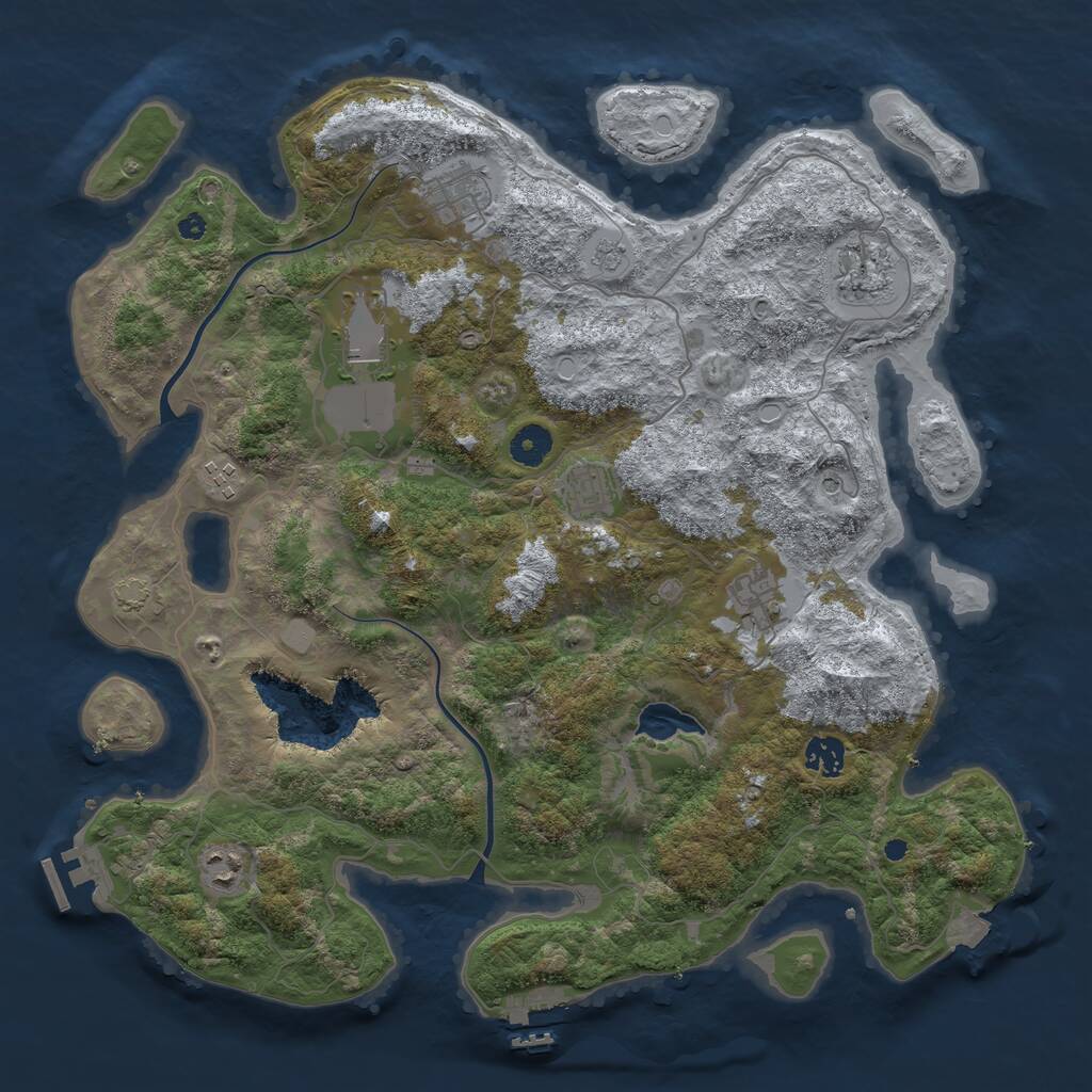 Rust Map: Procedural Map, Size: 4000, Seed: 2127836571, 14 Monuments