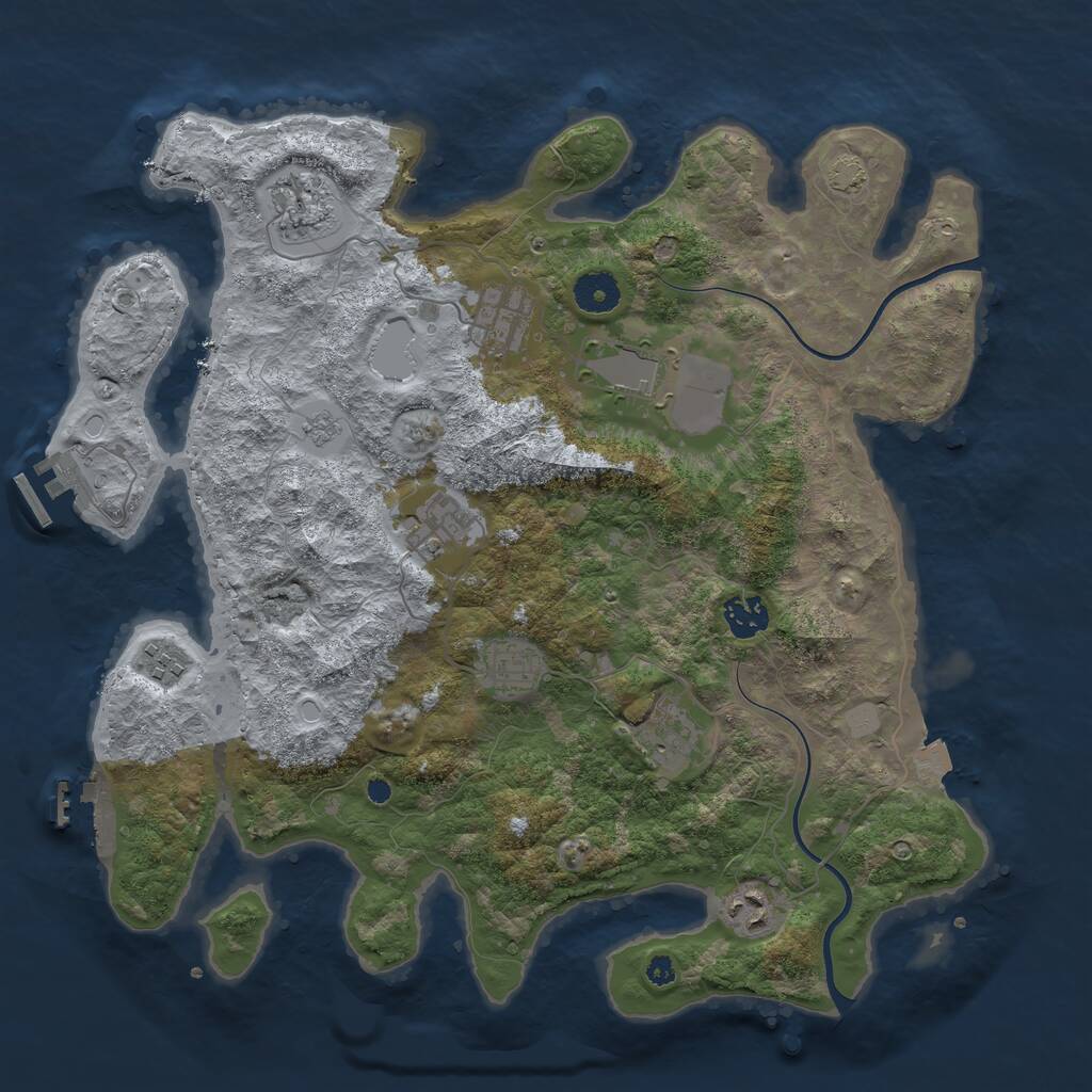 Rust Map: Procedural Map, Size: 3750, Seed: 1561991004, 14 Monuments