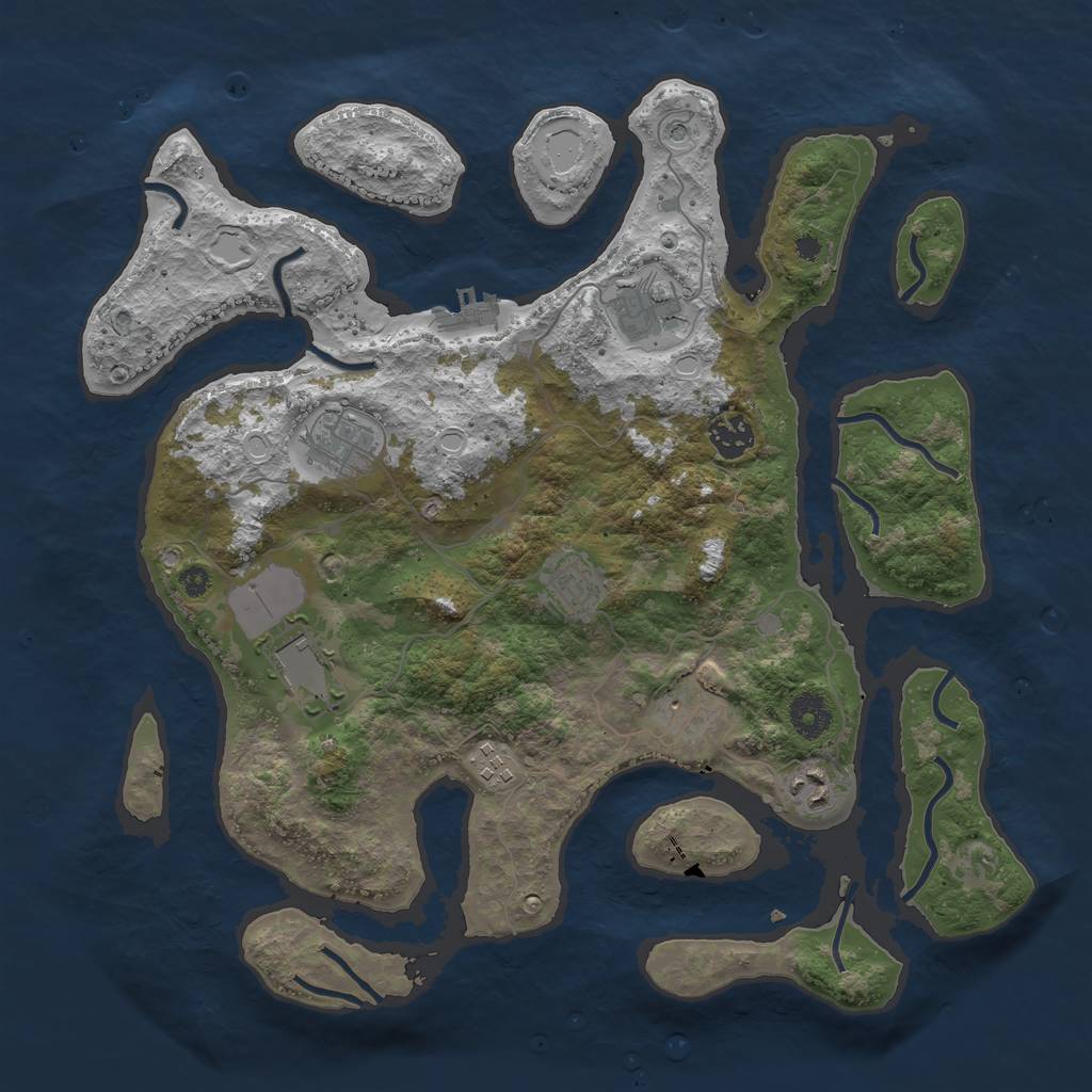 Rust Map: Procedural Map, Size: 3750, Seed: 58130, 18 Monuments