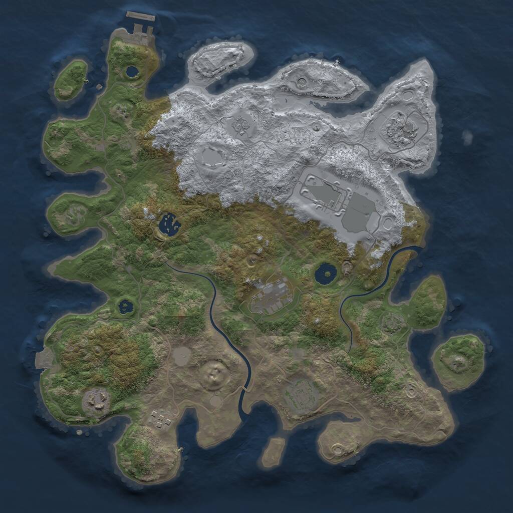Rust Map: Procedural Map, Size: 3600, Seed: 85411018, 12 Monuments