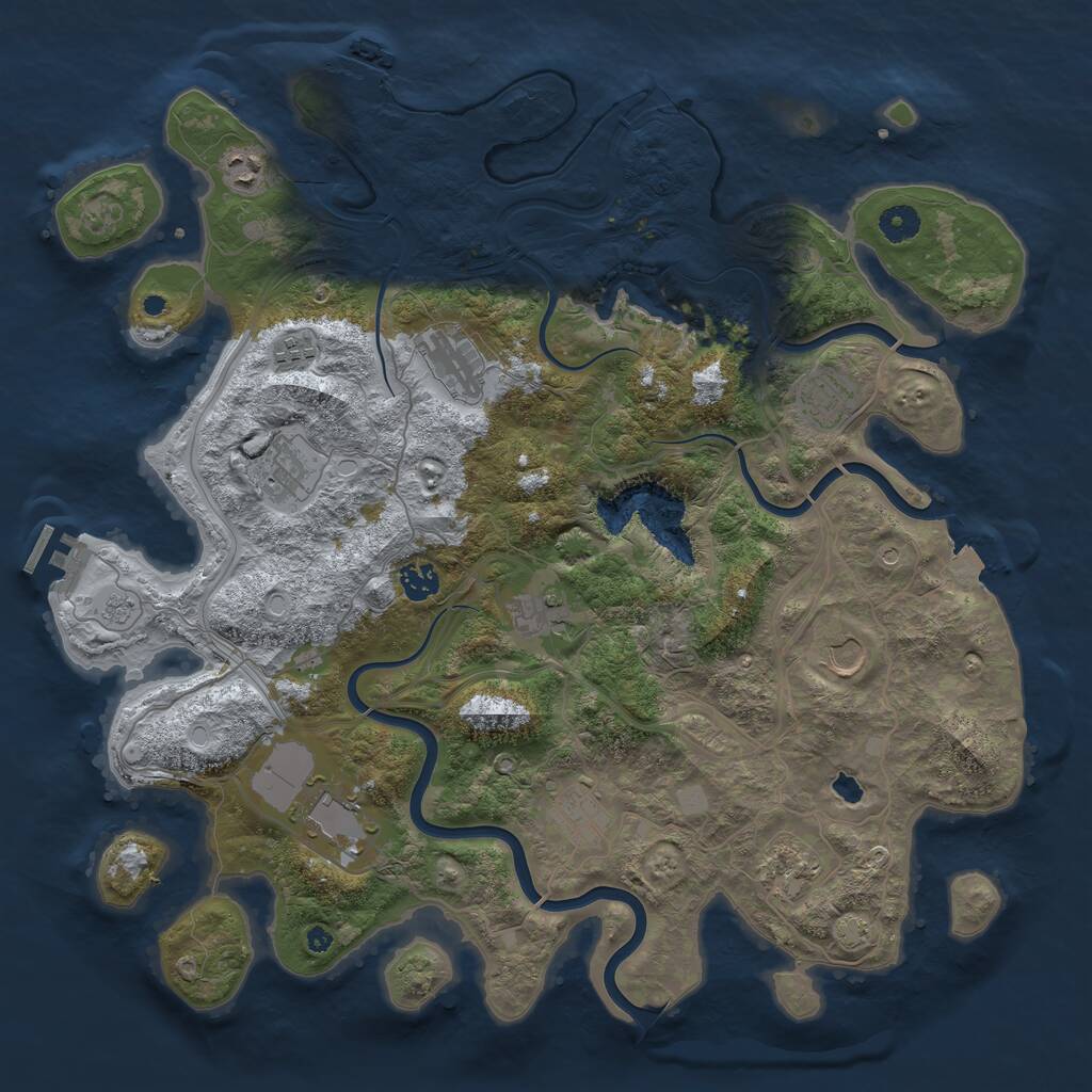 Rust Map: Procedural Map, Size: 4250, Seed: 1333839007, 17 Monuments