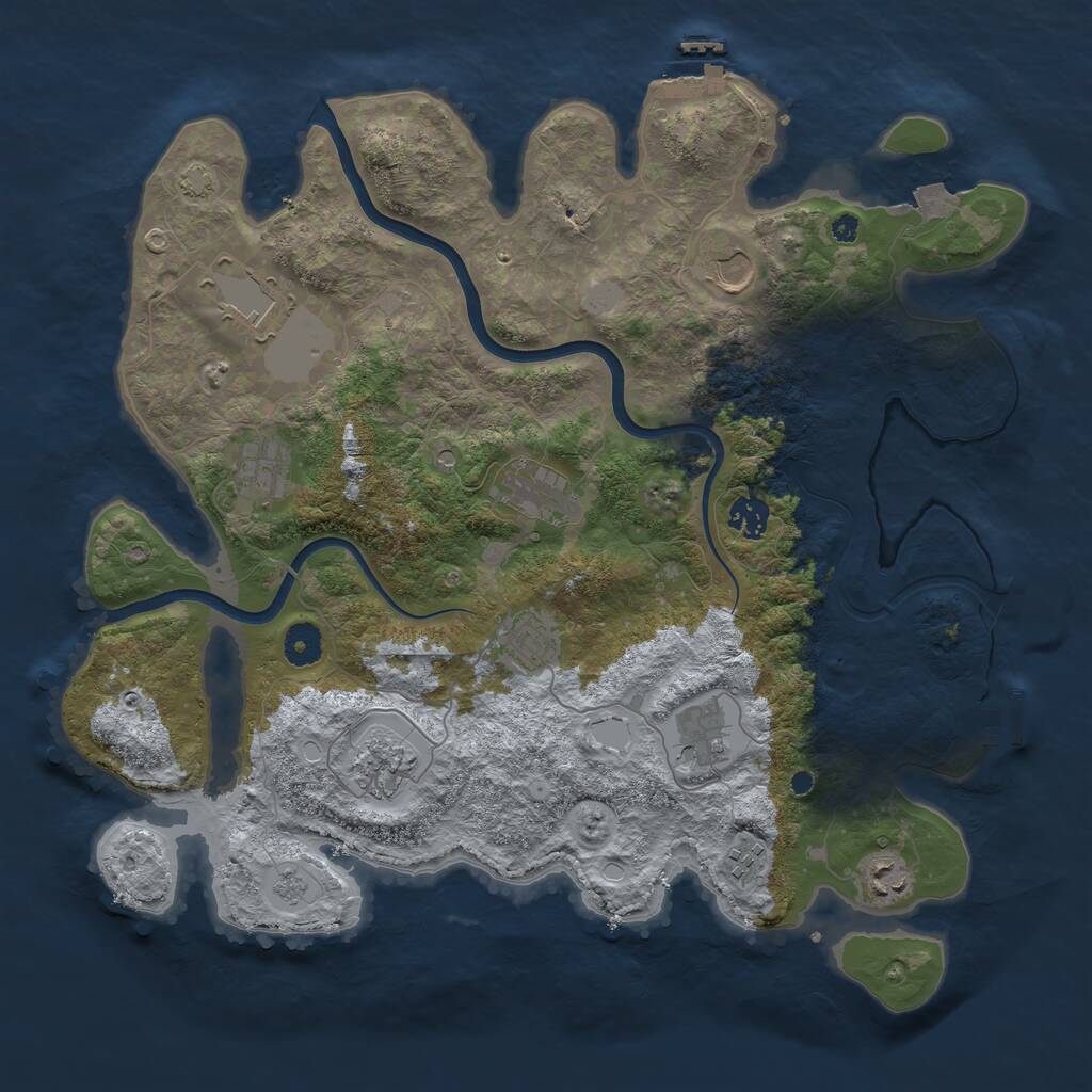 Rust Map: Procedural Map, Size: 3980, Seed: 49001, 16 Monuments