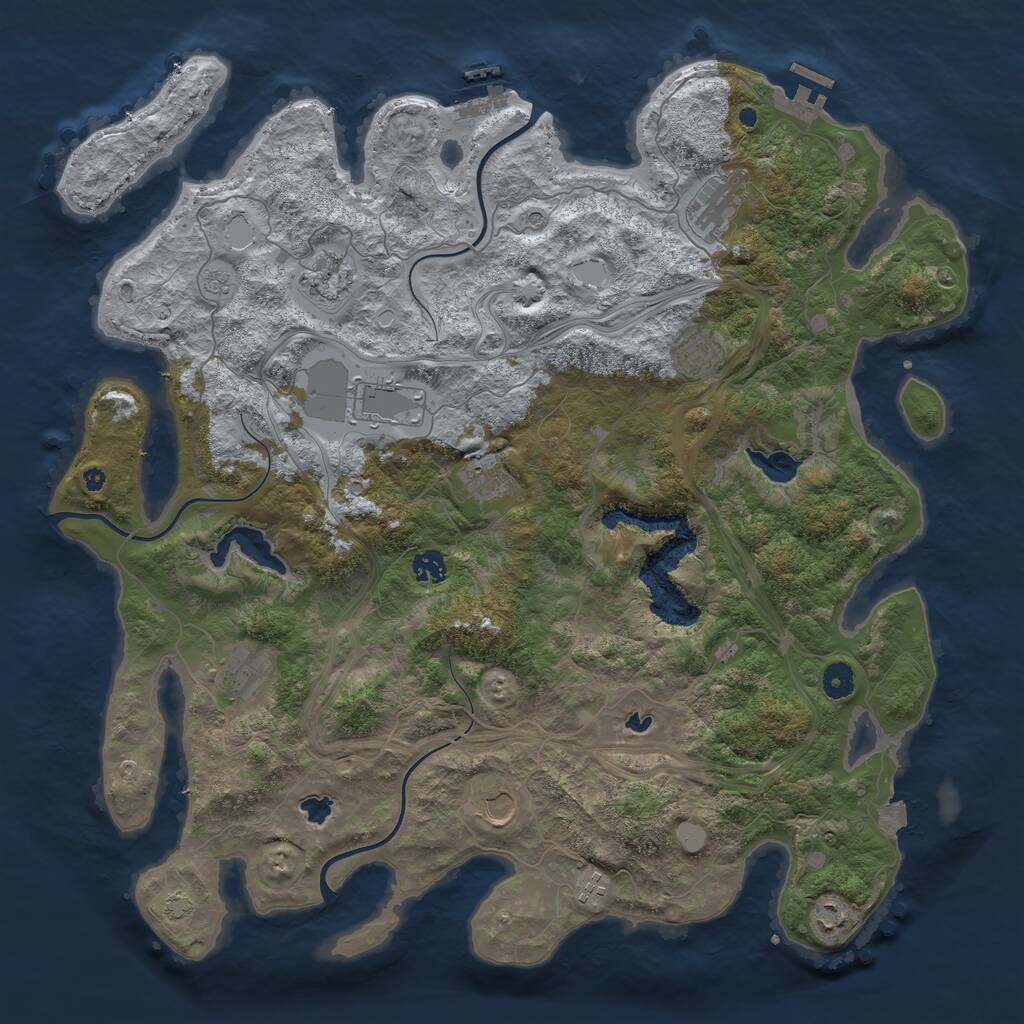 Rust Map: Procedural Map, Size: 4500, Seed: 605921, 16 Monuments
