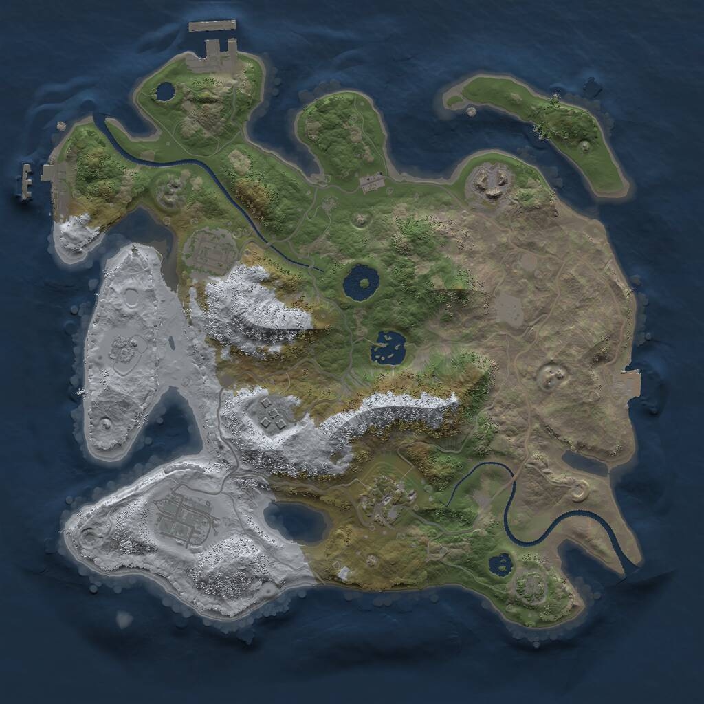 Rust Map: Procedural Map, Size: 3000, Seed: 1013356869, 11 Monuments